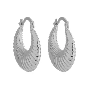 Brinco Argola Croissant Banho Ródio Branco Semijoia