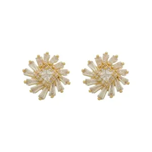 Brinco Quadrado de Zirconias Navete Banho Ouro 18k Semijoia