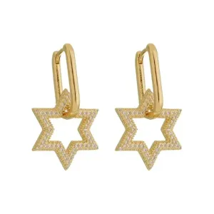 Brinco Argola com Estrela Cravejada Banho Ouro 18k Semijoia