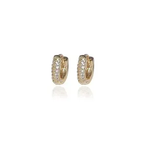 Brinco De Argolas Cravejada P Coleção Prime Banho Ouro 18k Semijoia