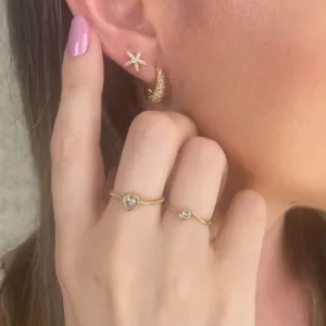 Anel Ponto De Luz De Coração Zurique Banhado Em Ouro 18k