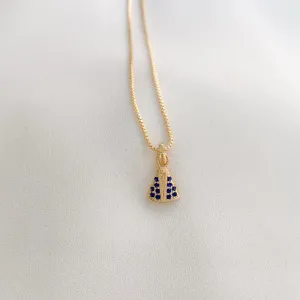 Colar De Nossa Senhora Com Zirconia Azul Best Seller 45CM Banhado Em Ouro