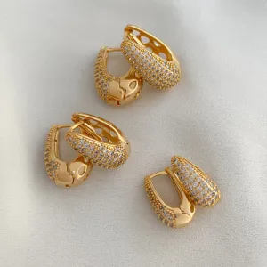 Brinco Argola Cravejada Milão Banhado Em Ouro