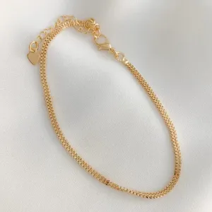 Pulseira Elos Pequenos Duplos Milão Banhado Em Ouro