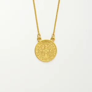 Colar Medalha De São Bento Essencial 45CM Banhado Em Ouro