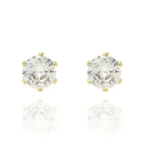 Brinco Ponto De Luz 6 Garras Médio Best-seller Banhado Em Ouro