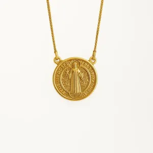 Colar Medalha De São Bento Essencial 45CM Banhado Em Ouro