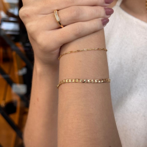 Pulseira Elos Liso Grumet Francisca Banhado Em Ouro