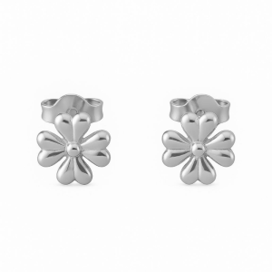 Brinco Flor Liso Banho Ouro 18k