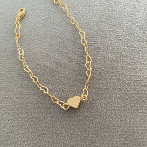 Pulseira Coração Com Elos De Coração Essencial Banhado Em Ouro