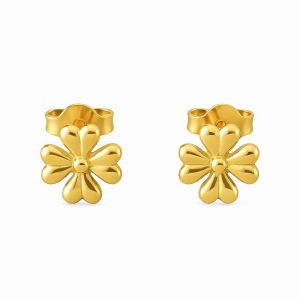 Brinco Flor Liso Banho Ouro 18k