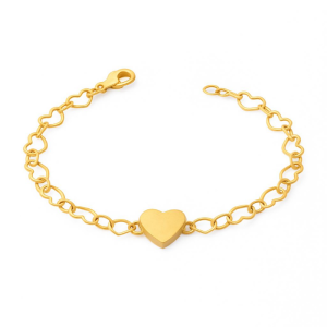 Pulseira Coração Com Elos De Coração Essencial Banhado Em Ouro