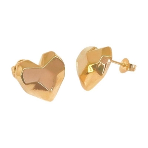 Brinco Coração Esfera Banho Ouro 18k Semijoia