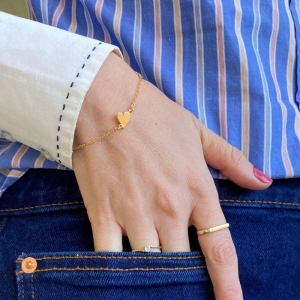 Pulseira Coração Liso Home Banhado Em Ouro