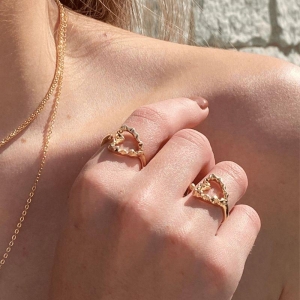 Anel Coração Organico Regulavel Jardim Secreto Banhado Em Ouro 18k