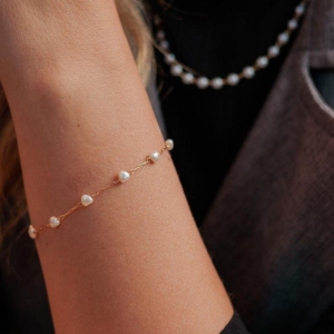 Pulseira Pérola De Coração G Wine Banhado Em Ouro