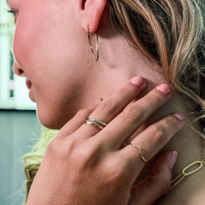 Anel Onda Liso Aura Banhado Em Ouro 18k