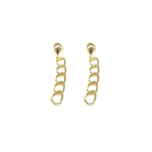 Brinco Elos Liso Banho Ouro 18k Semijoia