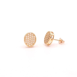 Brinco Oval Cravejado Banho Ouro 18k Semijoia