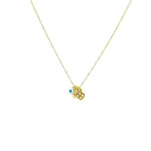Colar Da Sorte Olho Grego Essencial 45CM Banhado Em Ouro