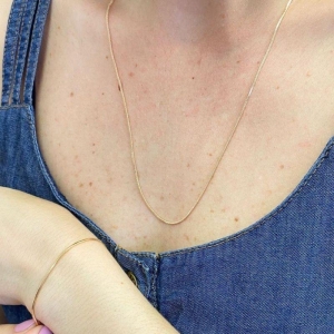 Colar Malha Diamantada Essencial 45CM Banhado Em Ouro