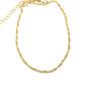 Pulseira Delicada Singapura Essencial Banhado Em Ouro