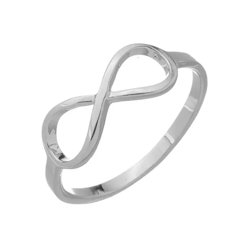 Anel De Infinito Liso Essencial Banhado Em Ródio Branco