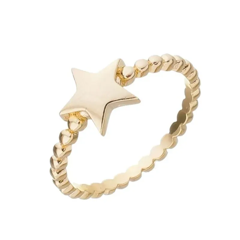 Anel Estrela Com Bolinhas No Essencial Banhado Em Ouro 18k