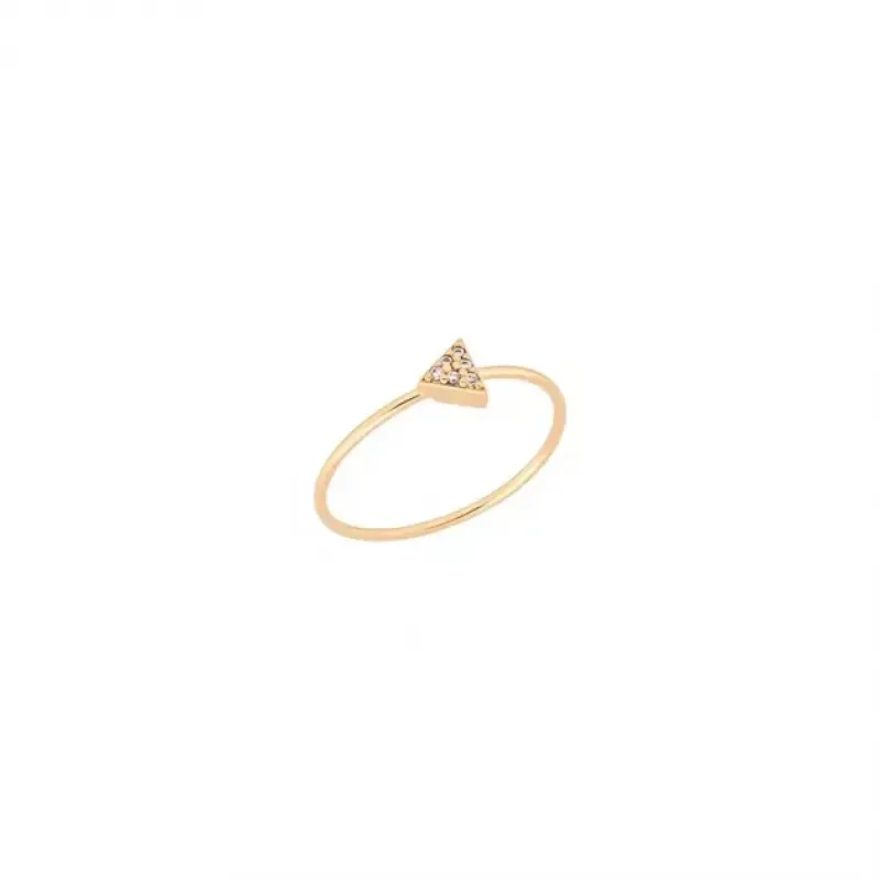 Anel Triângulo Cravejado Ouro Banhado Em Ouro 18k