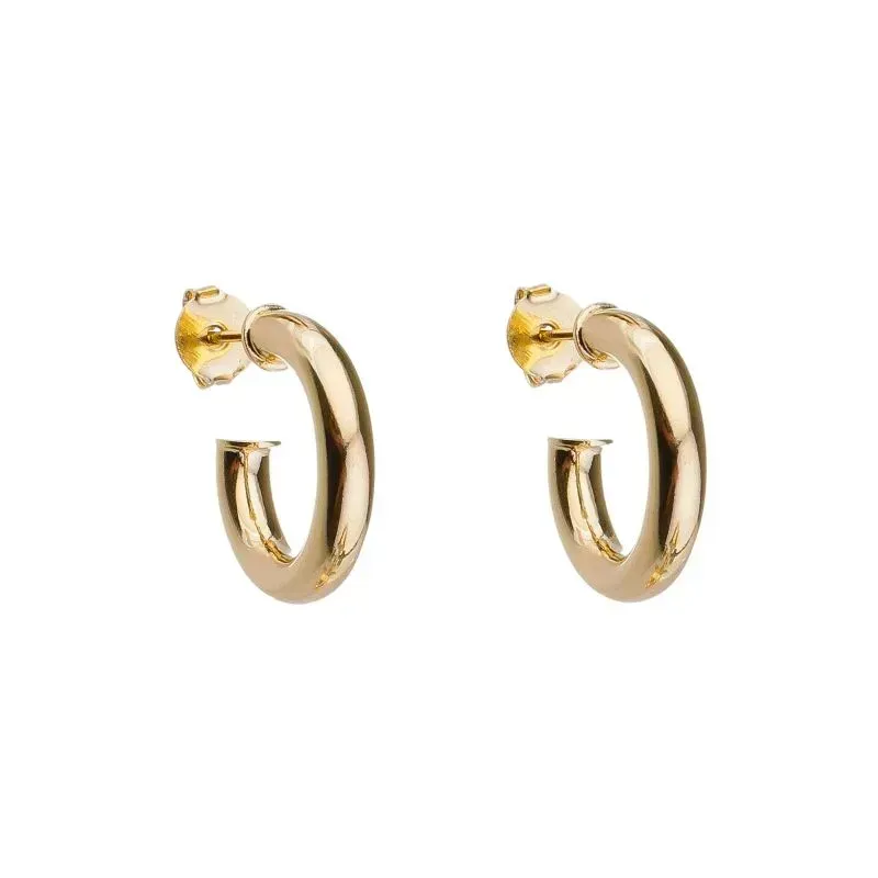 Brinco Argola de Tubo Média Banho Ouro 18k Semijoia