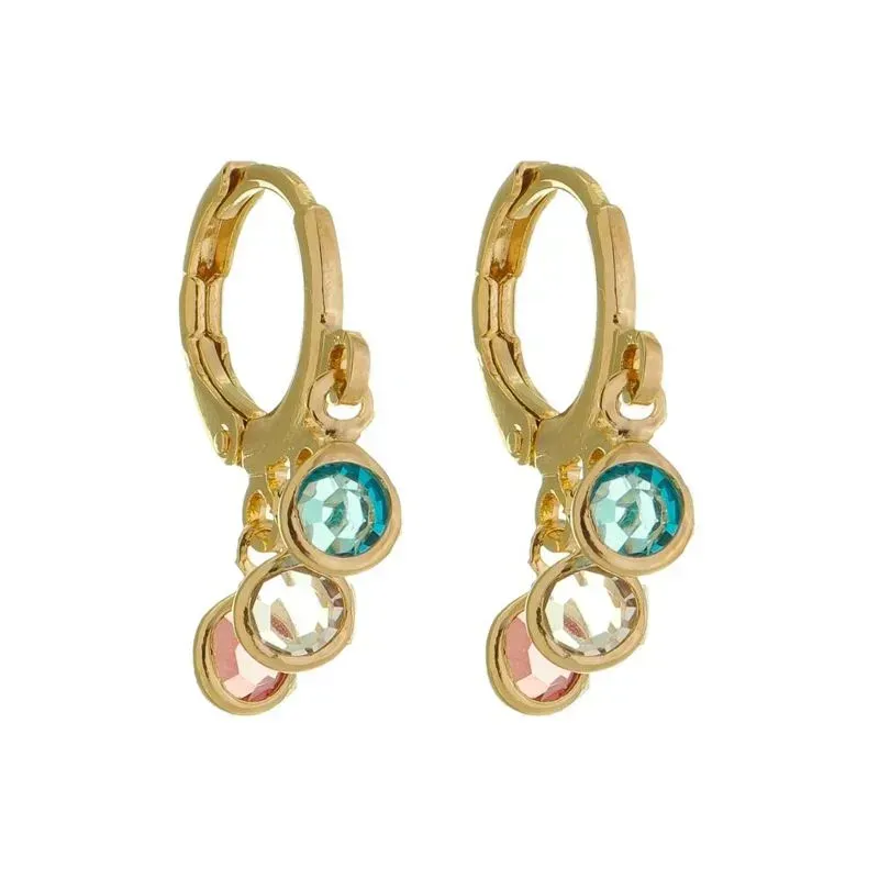 Brinco Argola Pontos Coloridos Banho Ouro 18k Semijoia