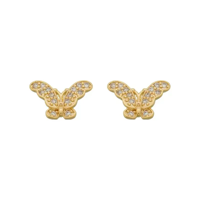 Brinco Borboleta Cravejada Banho Ouro 18k Semijoia
