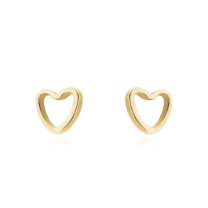 Brinco Coração Vazado Liso Banho Ouro 18k Semijoia