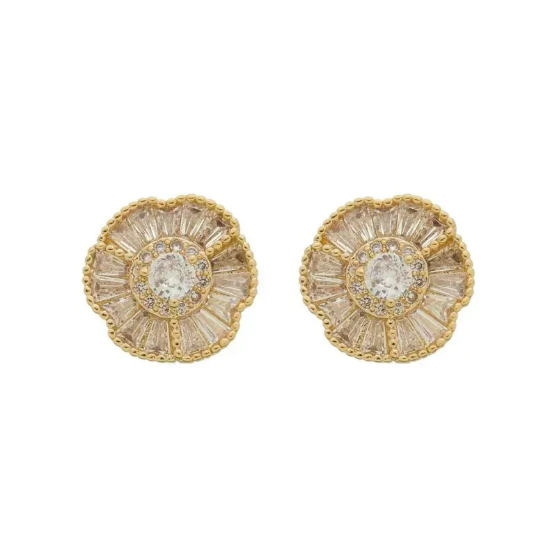 Brinco De Flor Margarida Banho Ouro 18k Semijoia