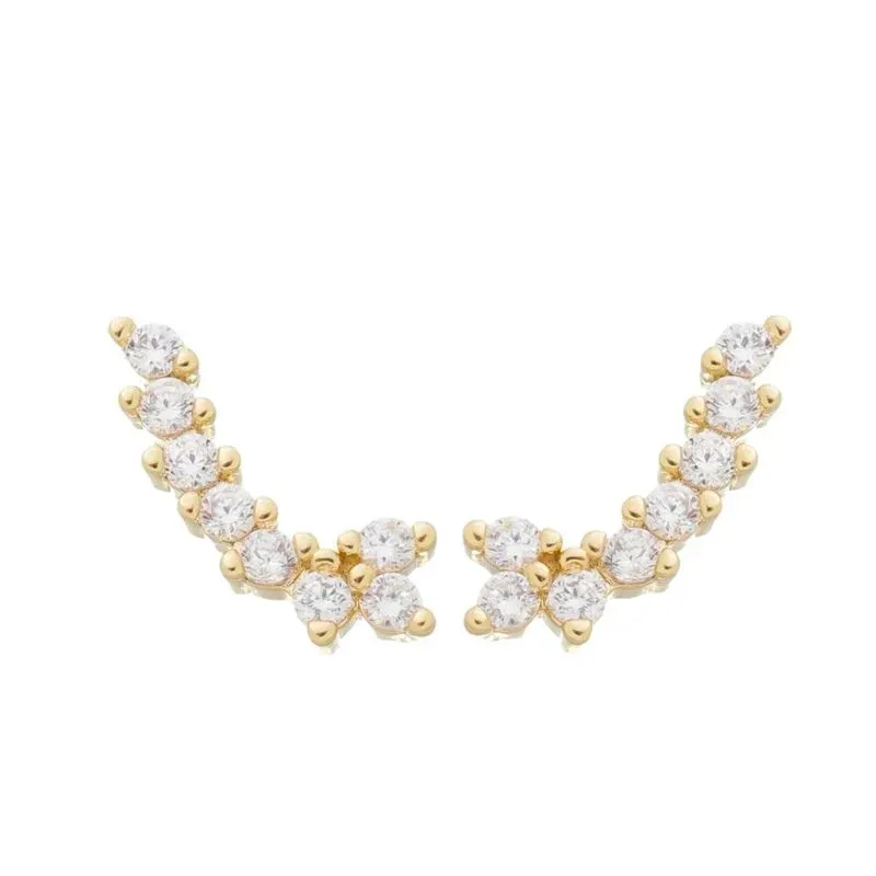 Brinco Ear Cuff Cravejado Banho Ouro 18k Semijoia