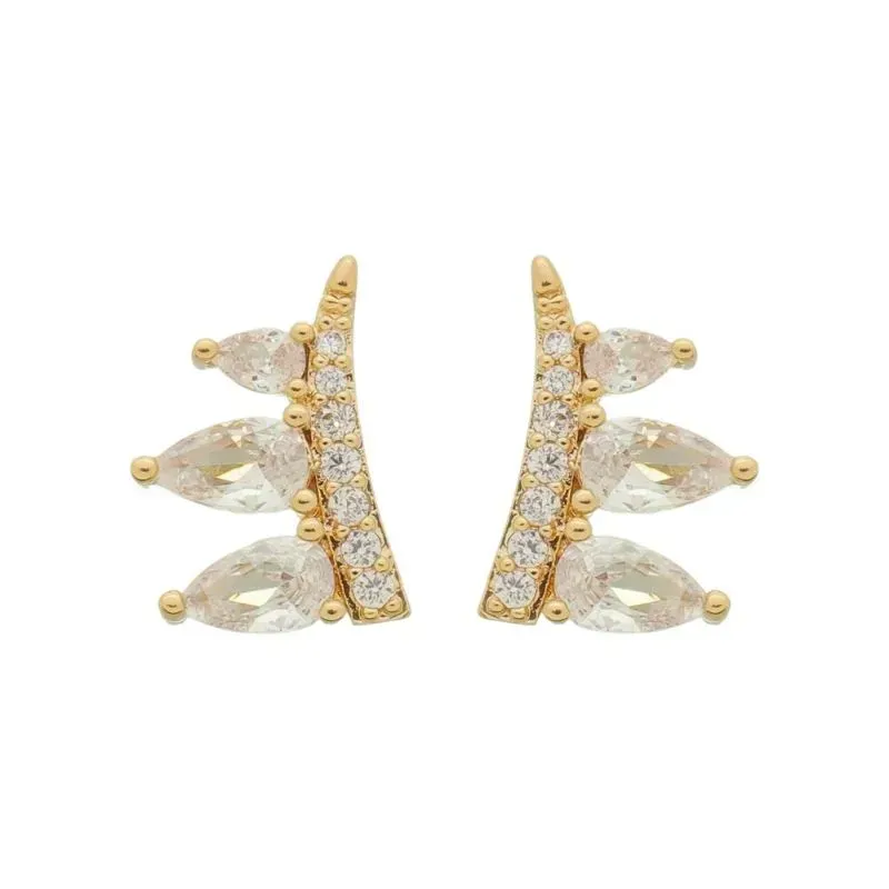 Brinco Earcuff Cravejado Banho Ouro 18k Semijoia