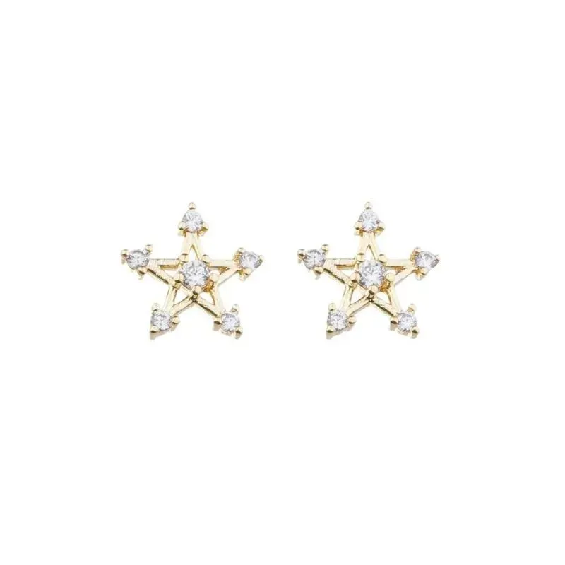 Brinco Estrela Cravejado Banho Ouro 18k Semijoia