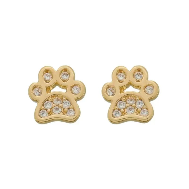 Brinco Patinha Cravejada Banho Ouro 18k Semijoia