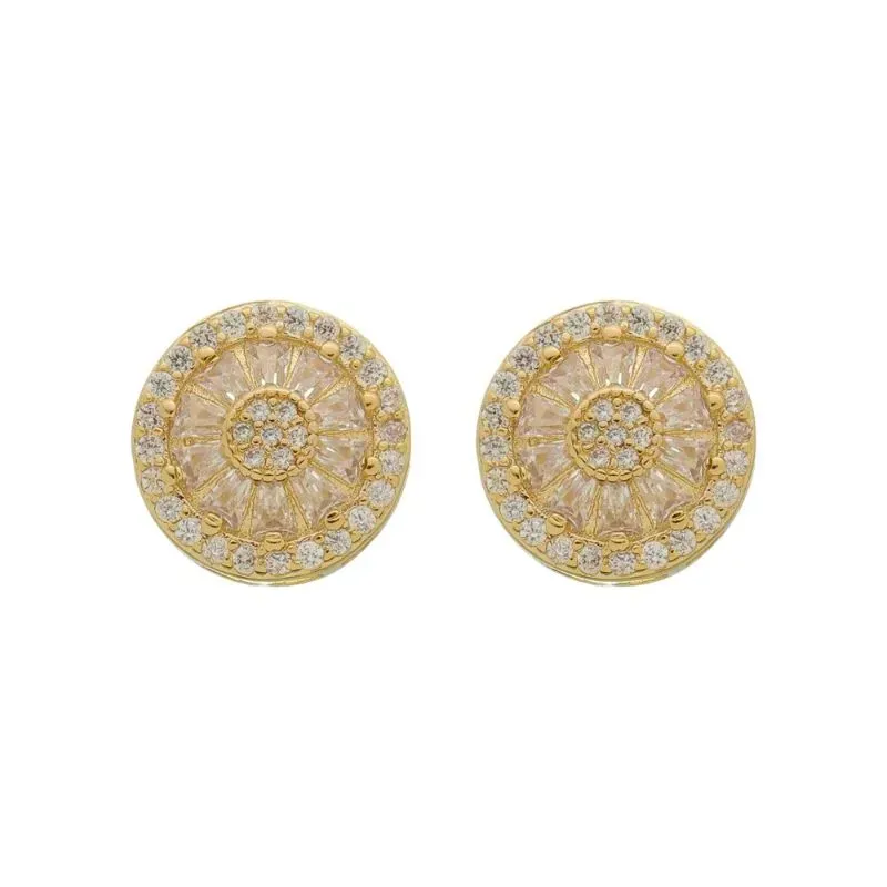 Brinco Pizza Giulia Cravejado Banho Ouro 18k Semijoia