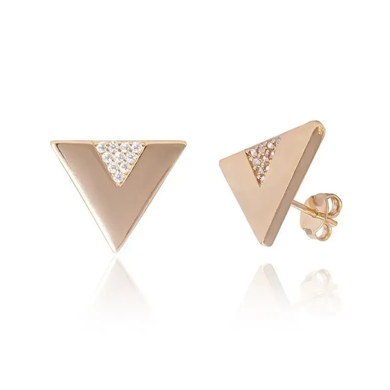 Brinco Triangulo Conceitual Banho Ouro 18k Semijoia