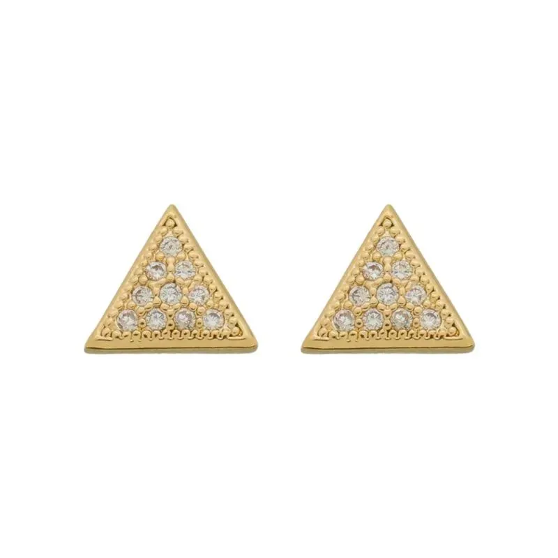 Brinco Triangulo Cravejado Pequeno Banho Ouro 18k Semijoia