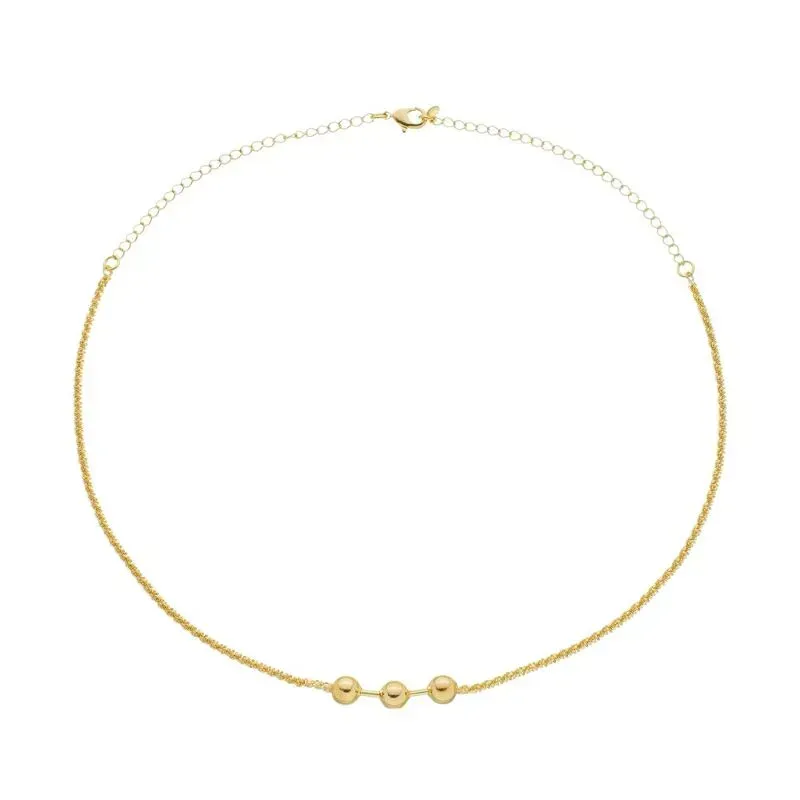 Colar Choker Bolas Virginia Essencial 40CM Banhado Em Ouro