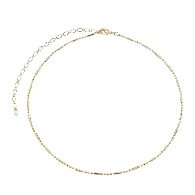 Colar Choker Bolinhas E Palito Essencial 40CM Banhado Em Ouro