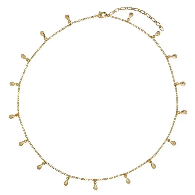 Colar Choker Com Penduricarios Essencial 35CM Banhado Em Ouro