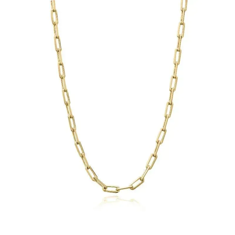 Colar Choker Elos Compridos Essencial 40CM Banhado Em Ouro