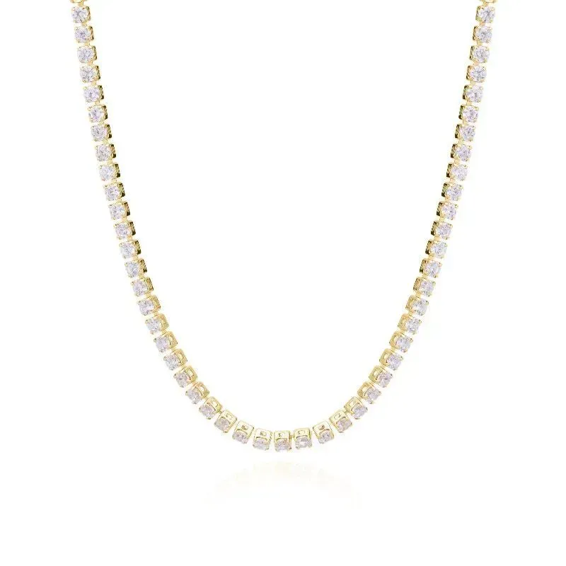 Colar Choker Riviera Cristal Essencial 40CM Banhado Em Ouro