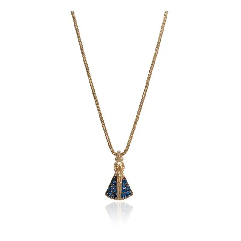 Colar De Nossa Senhora Pp Essencial Banhado Em Ouro