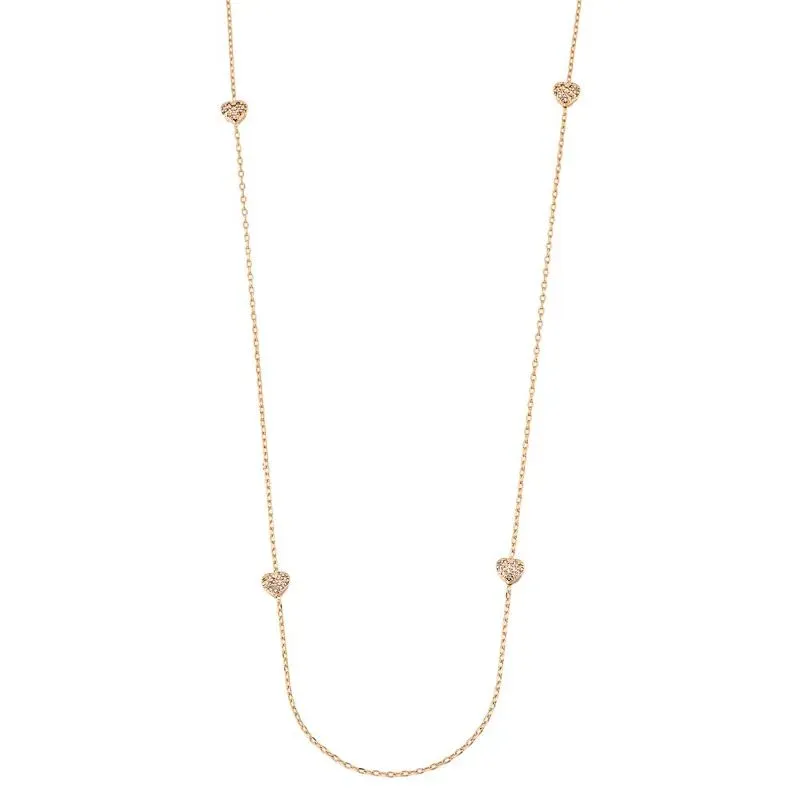 Colar Longo Com Corações Essencial 277976CM Banhado Em Ouro