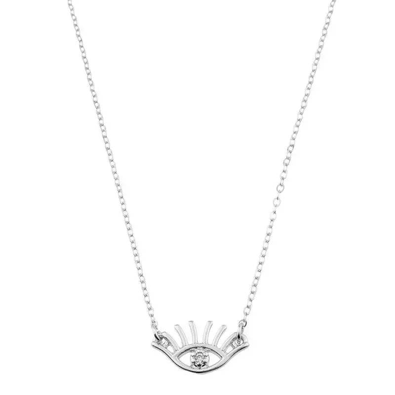 Colar Olho Grego Com 1 Zirconia Essencial 45CM Banhado Em Ródio