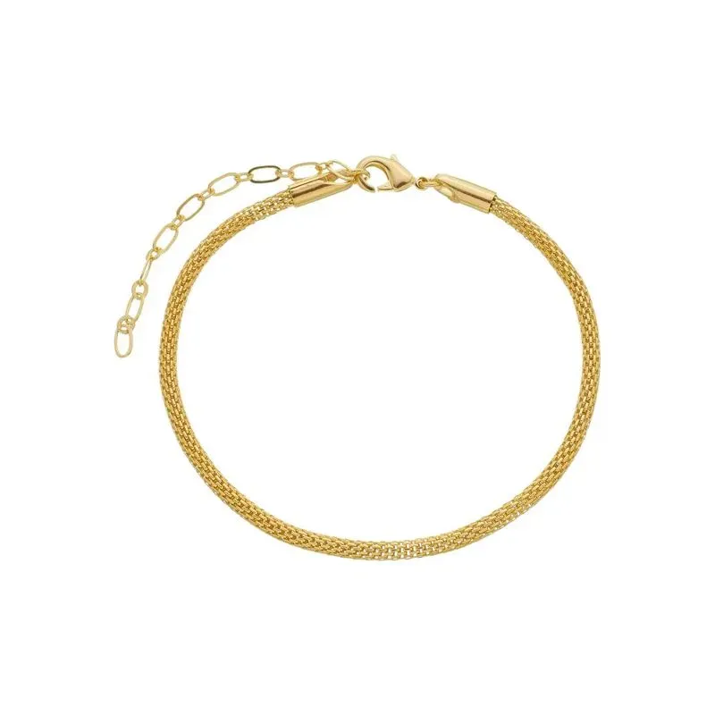 Pulseira Malha Oca Essencial Banhado Em Ouro